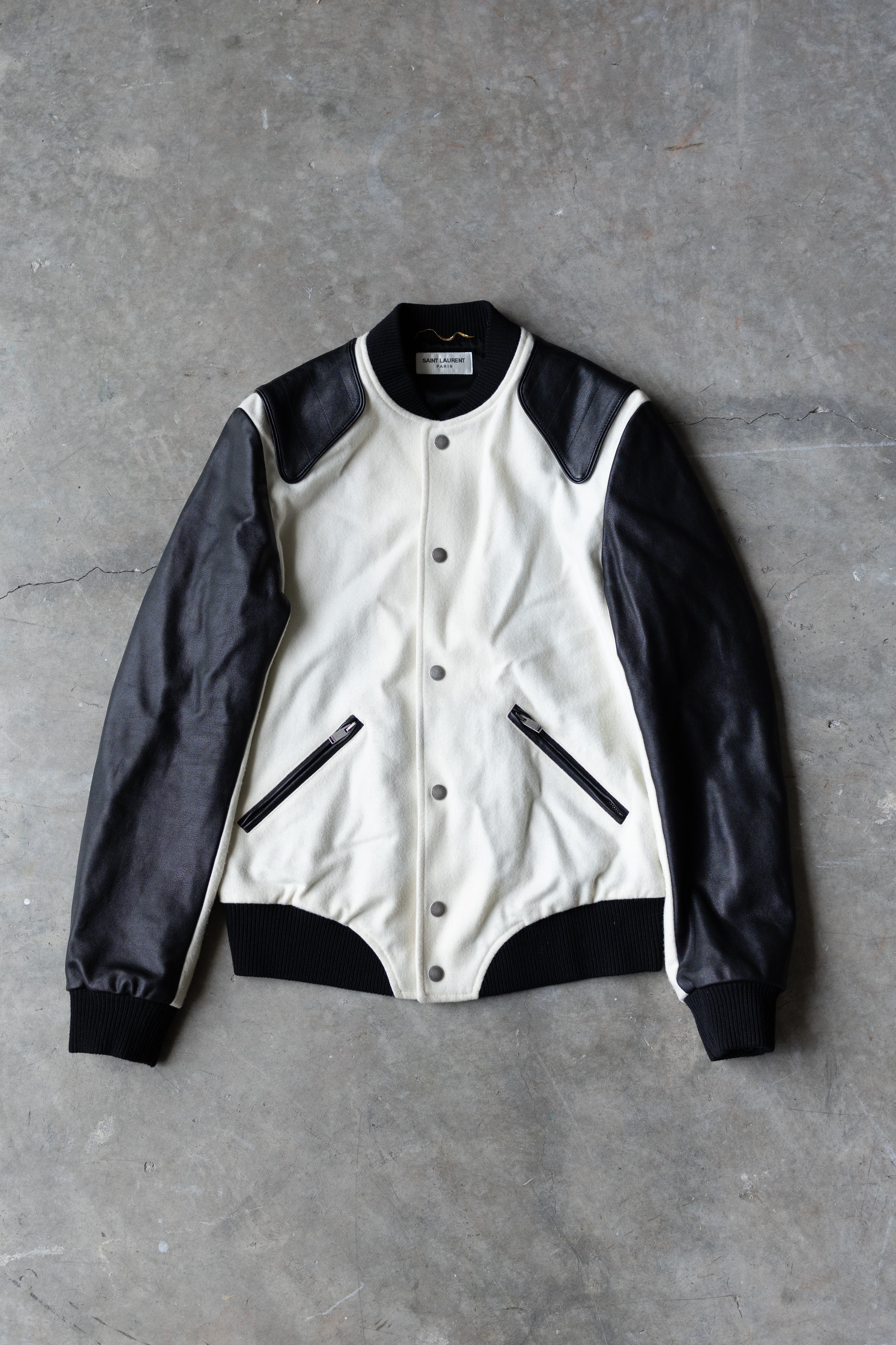 SAINT LAURENT★素敵！HEAVEN LEATHER SLEEVE TEDDY JACKET s-l400.jpg