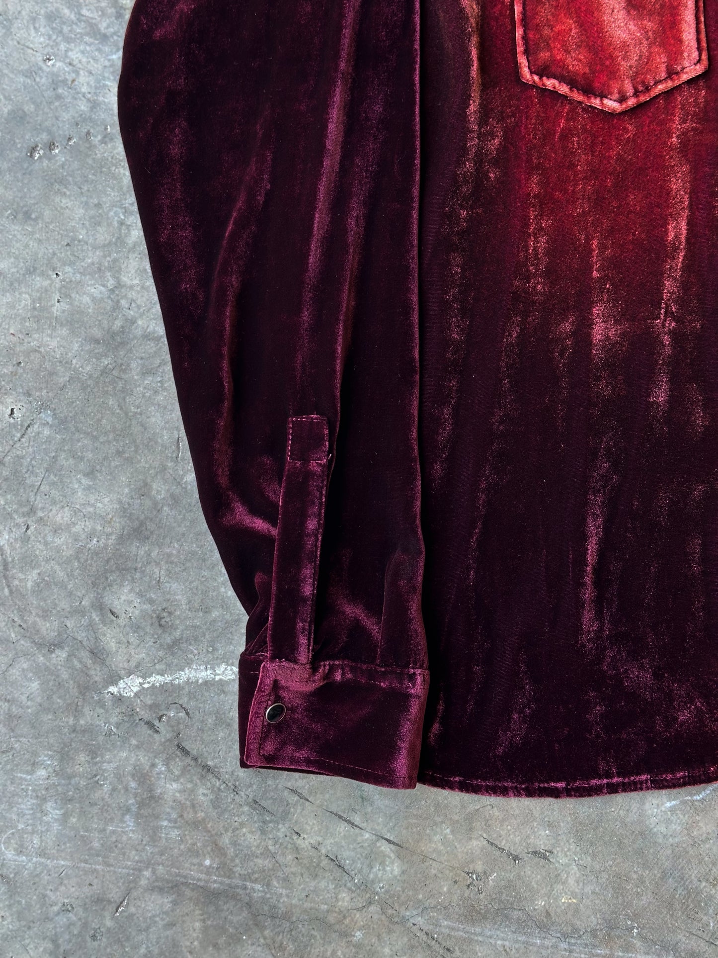 Saint Laurent SS20 Western Burgandy Viscose Velvet Shirt