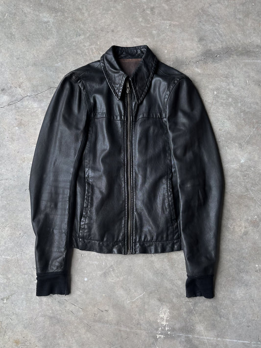 Rick Owens Collared Leather Jacket