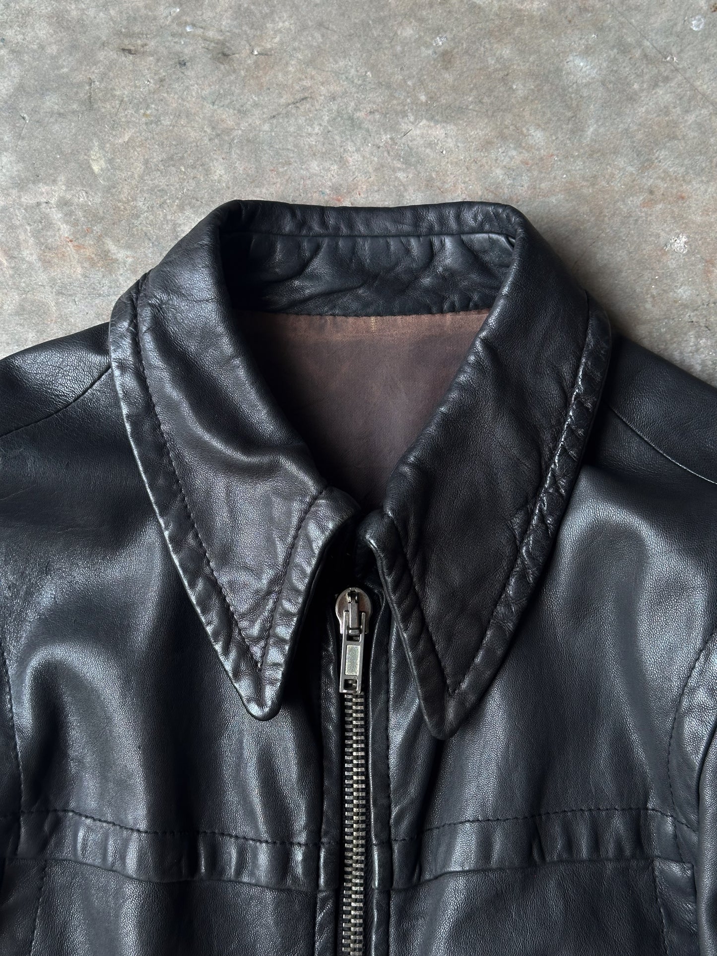 Rick Owens Collared Leather Jacket